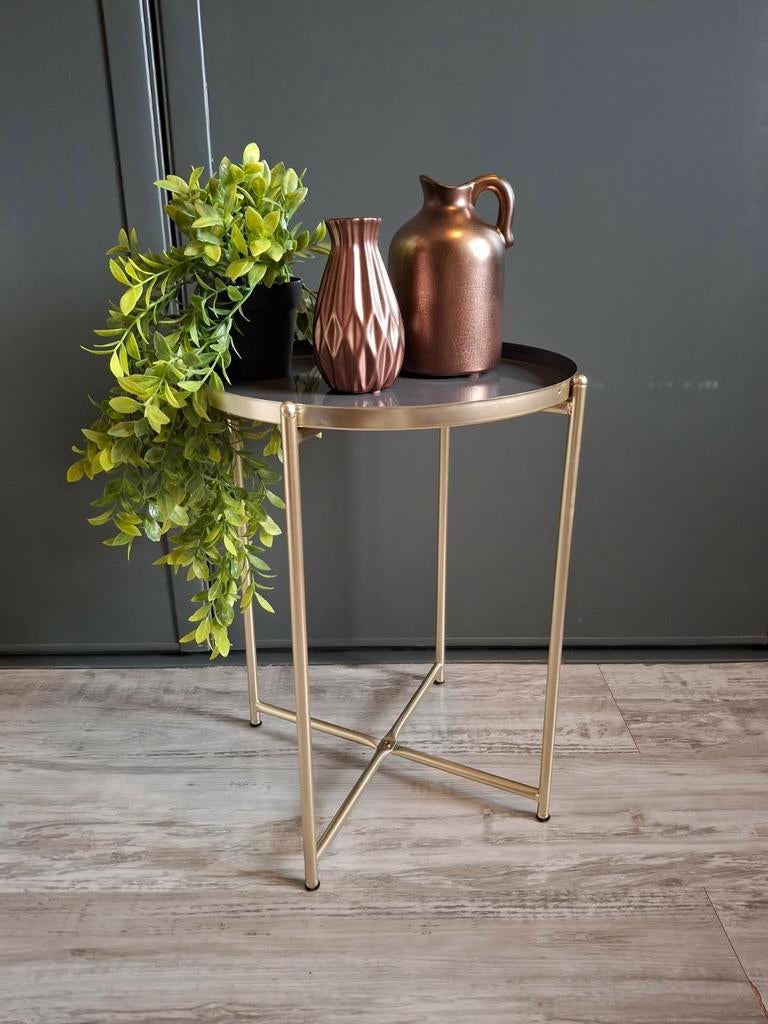 Bijzettafel - nieuw - planten tafel - meubel, Minder dan 45 cm, Minder dan 55 cm, Rond, Ophalen of Verzenden