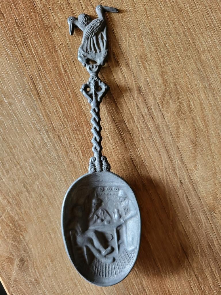 Tinnen lepel Volendam sierstuk, Ophalen of Verzenden