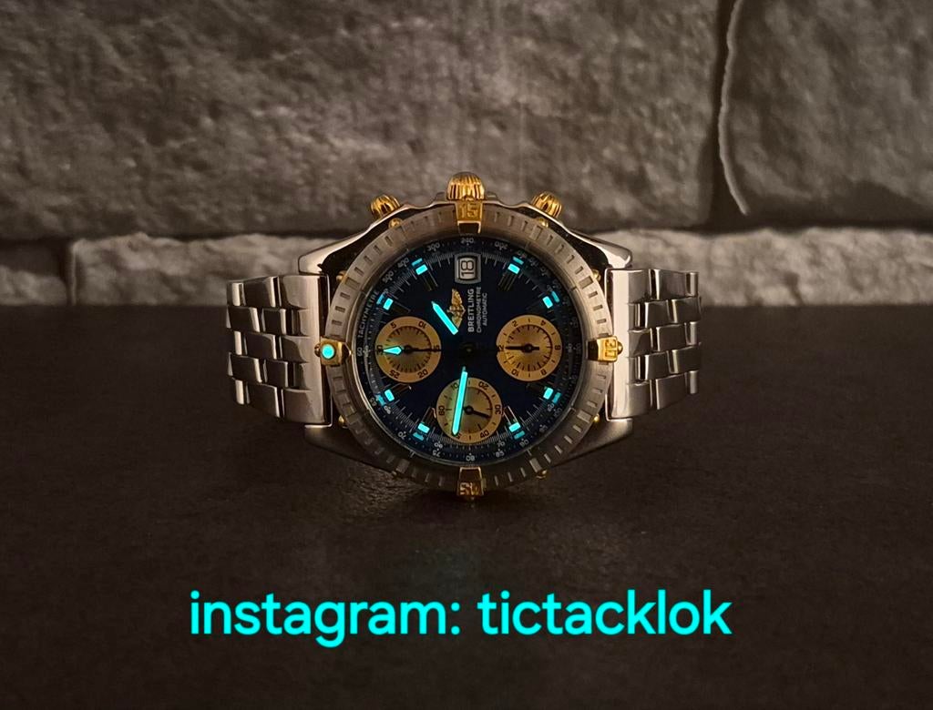 Breitling Chronomat 39mm Staal/Goud Full Set 2002, Gebruikt, Breitling, Polshorloge, Ophalen of Verzenden