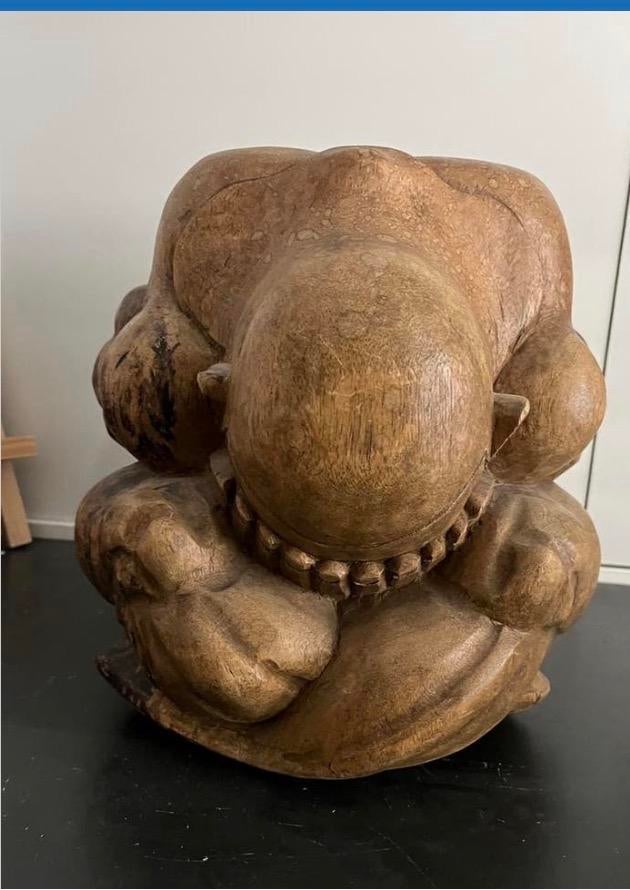 Yogiman beeld - Hout - 28x24 cm, Ophalen of Verzenden, Handgemaakt, 20 - 50 cm, Beeld