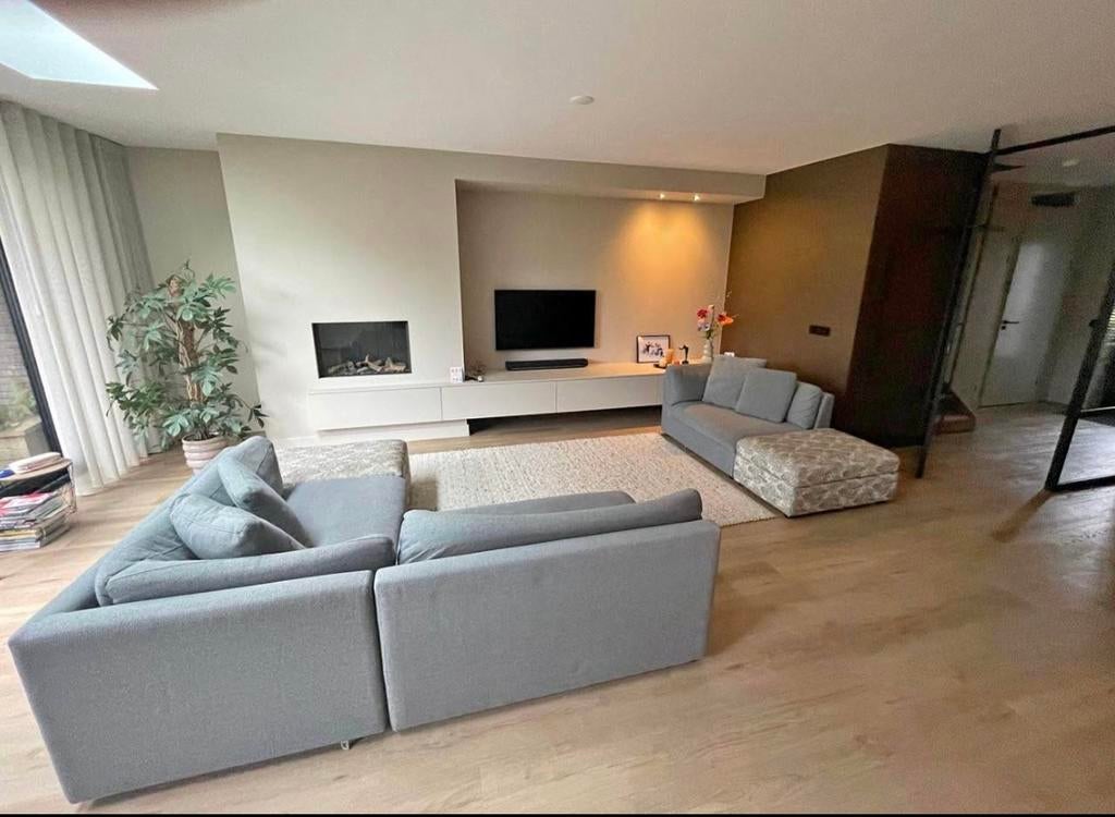 Montel bank grijs met losse elementen - Gebruikt, Ophalen, Gebruikt, 100 tot 125 cm, Hoekbank