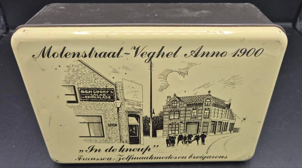 Vintage Blik Molenstraat-Veghel Anno 1900 "In de kneup", Ophalen of Verzenden, Gebruikt, Overige, Overige merken