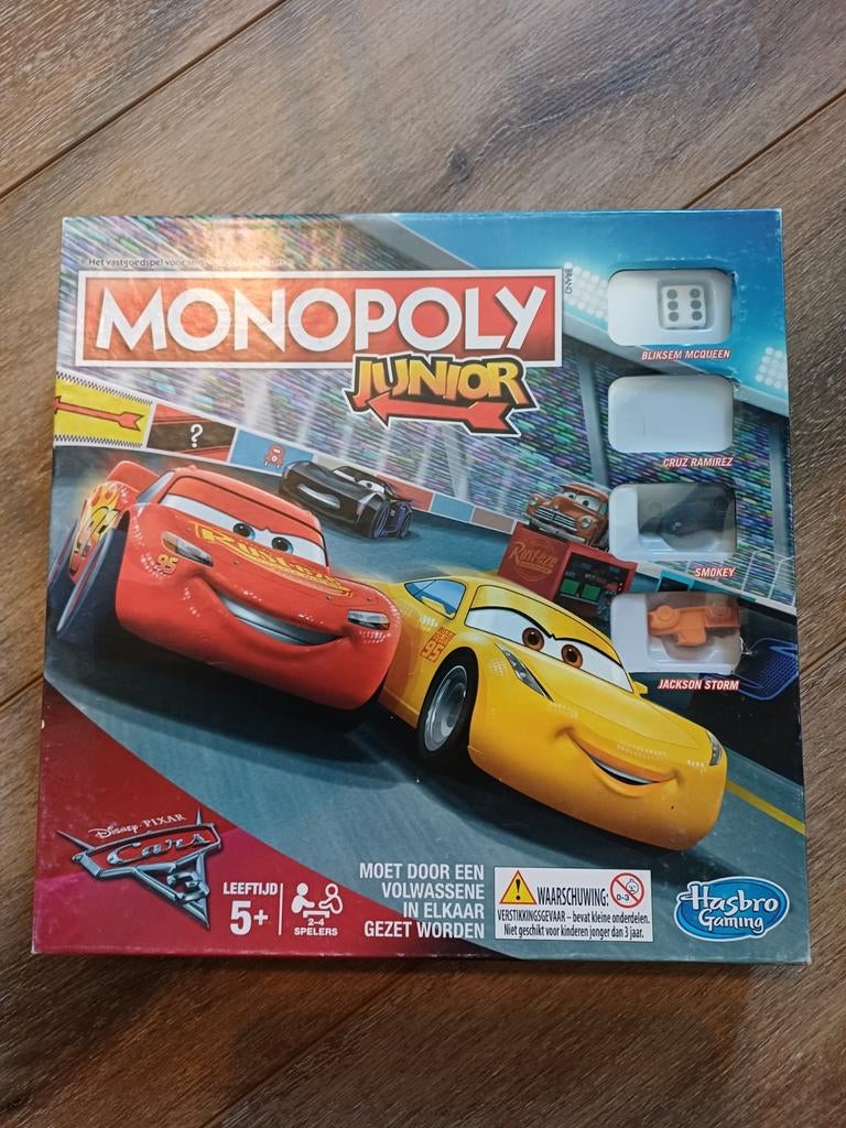 Monopoly Junior Cars Disney Pixar Bordspel, Drie of vier spelers, Ophalen of Verzenden, Gebruikt, Hasbro Gaming
