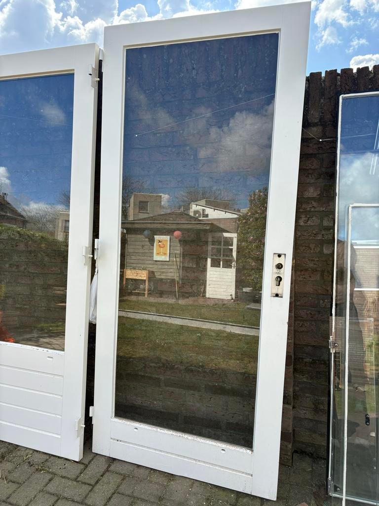 Glazen deur, Doe-het-zelf en Verbouw, Deuren en Horren, Ophalen, Gebruikt, 80 tot 100 cm, Overige typen