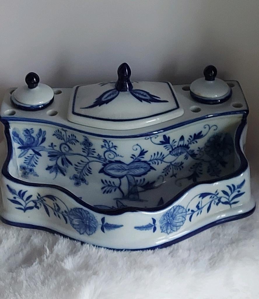 Puntgaaf antiek porseleinen inktstel, Antiek en Kunst, Ophalen of Verzenden