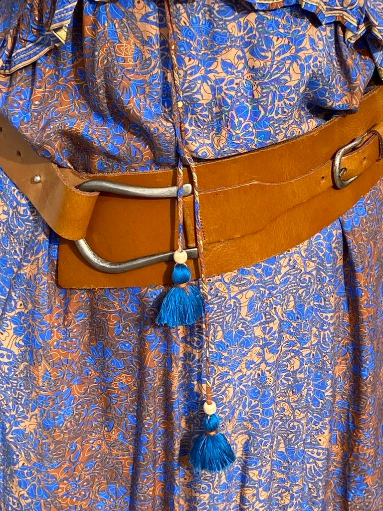 Ibiza style leren heupriem in bruin 100 cm, Kleding | Dames, Riemen en Ceinturen, Echt leder, 90 tot 100 cm, Heupriem, Ophalen of Verzenden