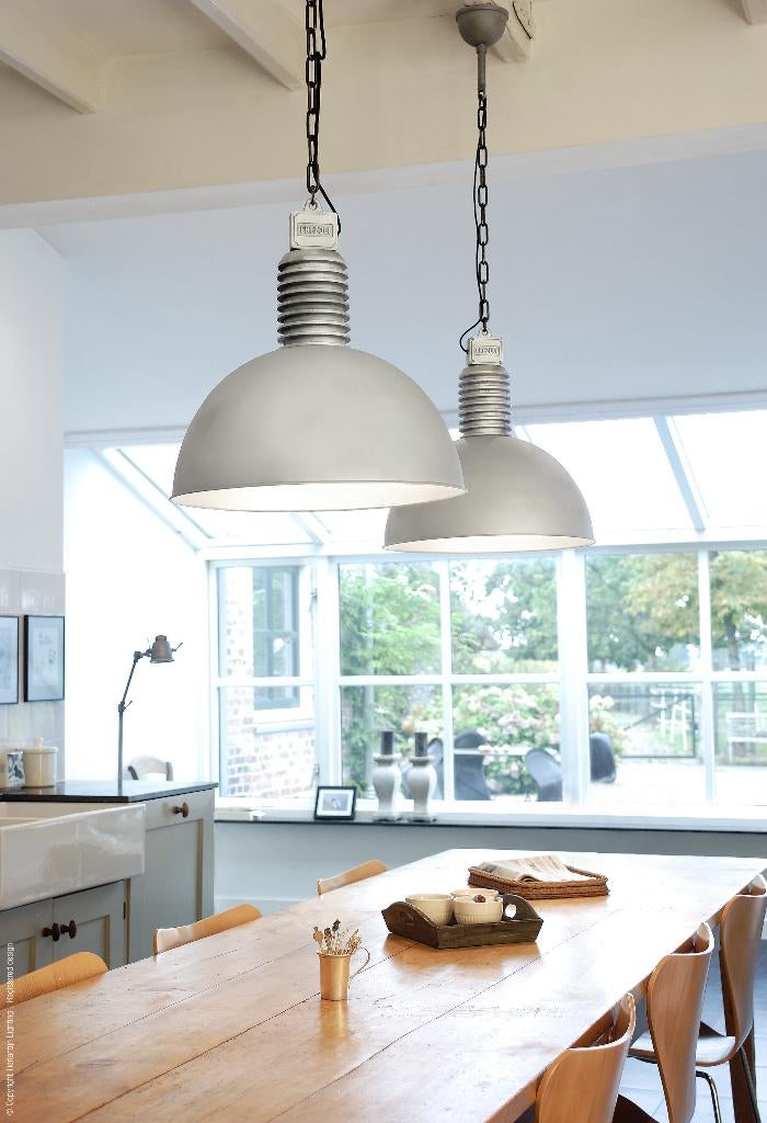 Robuuste hanglamp Frezoli Lozz Grijs, Ophalen, Gebruikt, Metaal, Industrieel landelijk