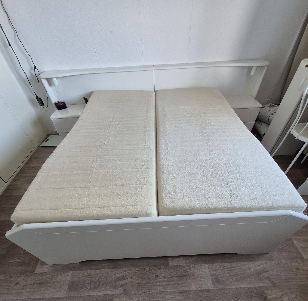 Vroomshoop bed 160x200, Ophalen, Verstelbaar, Wit, Tweepersoons