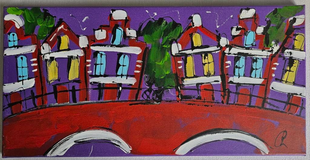 C.M. Leushuis - Sky is the Limit - Amsterdamse Grachten, Antiek en Kunst, Kunst | Schilderijen | Modern, Ophalen of Verzenden