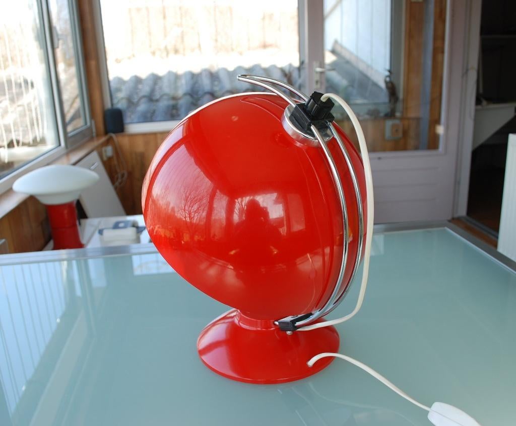 Retro Lamp Rood glijdend over 2 chrome beugels. Vintage, Ophalen of Verzenden