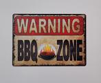 Warning BBQ zone barbecue reclamebord van metaal wandbord, Tuin en Terras, Info@deconoord.nl, Deco Noord, Nieuw, Ophalen of Verzenden