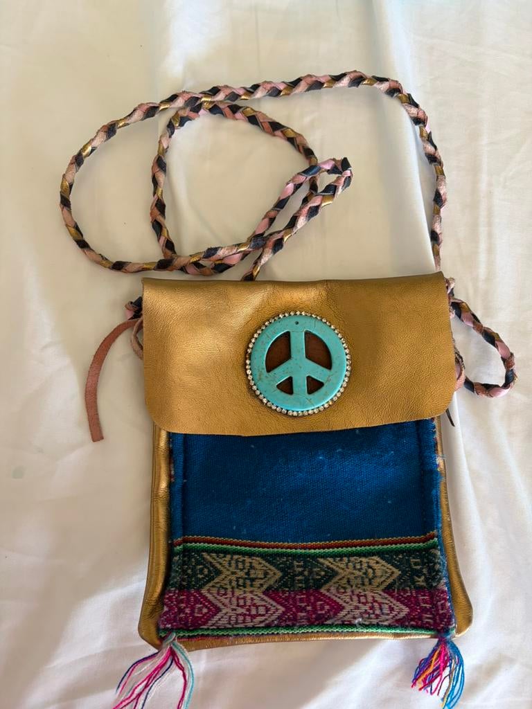 Mooi apart tasje, stof/leer, vintage, Sieraden, Tassen en Uiterlijk, Tassen | Damestassen, Ophalen of Verzenden, Zo goed als nieuw