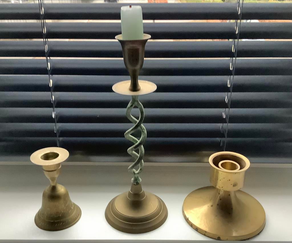 Koperen/messing kandelaar - Waxinelichthouder, Ophalen of Verzenden