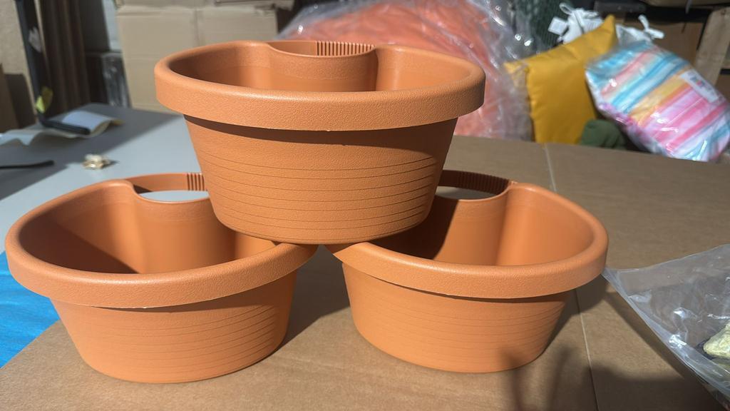 Nieuw - set van 3 regenpijp bloembakjes, Tuin en Terras, Kunststof, Minder dan 30 cm, Rond, Ophalen of Verzenden