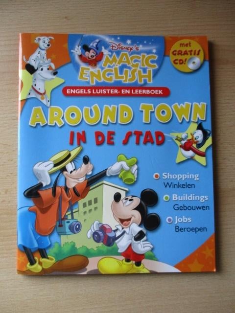 Disney Engels luister- en leerboek  met cd  Around town, Ophalen of Verzenden, Overige figuren, Zo goed als nieuw, Beeldje of Figuurtje
