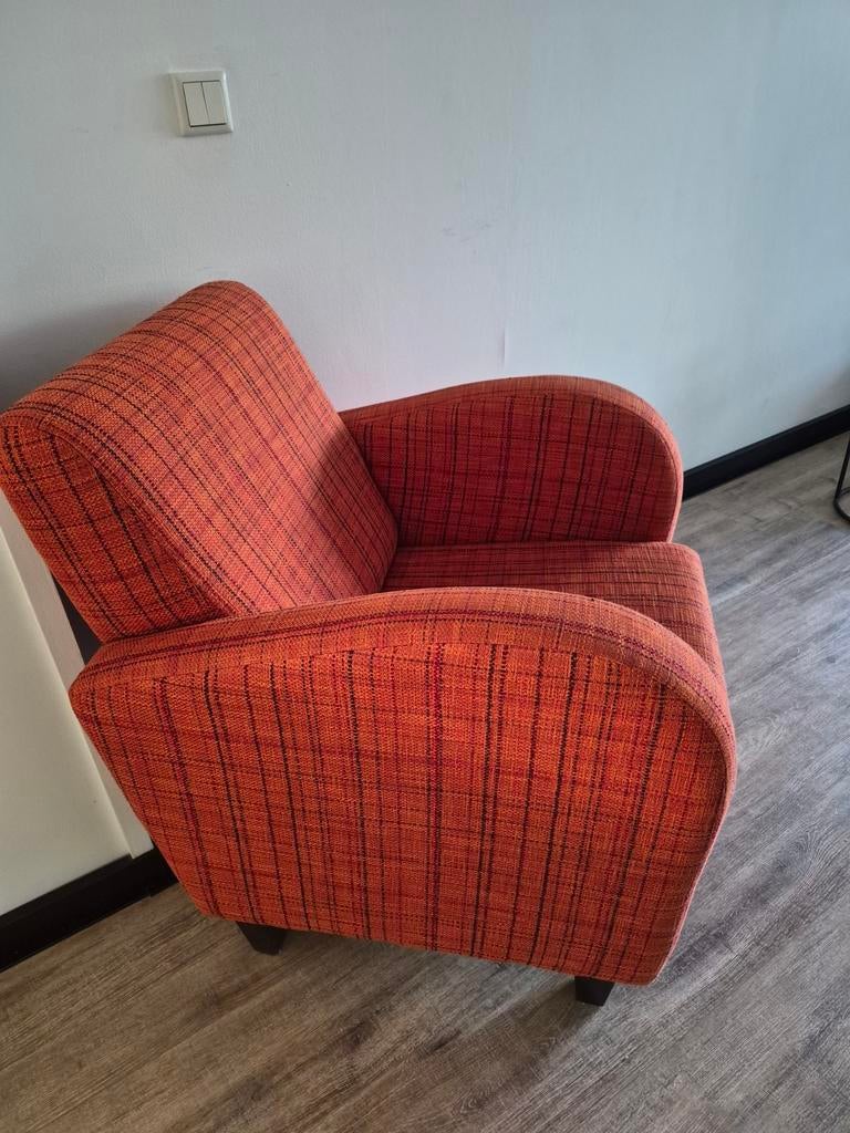Fijne oranje fauteuil, Ophalen, Modern, Retro, Gebruikt, 75 tot 100 cm