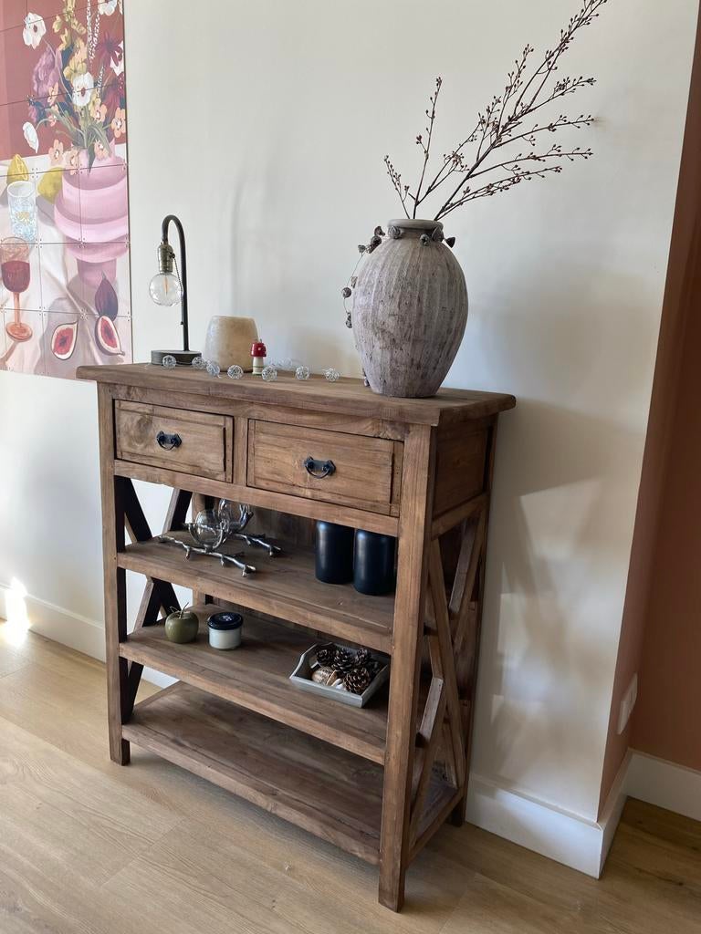 Rustieke houten sidetable, Huis en Inrichting, Ophalen, 50 tot 100 cm, Zo goed als nieuw, Overige houtsoorten