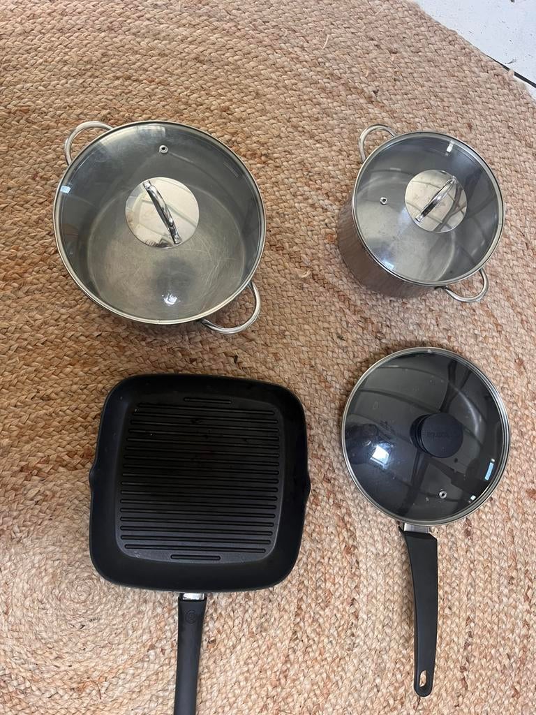 Gratis pannen, Ophalen of Verzenden, Zo goed als nieuw, Rvs, Pannenset