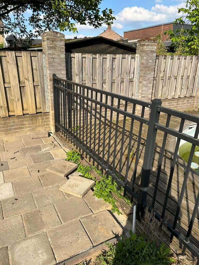 Ijzeren tuinhek + poort, Tuin en Terras, Ophalen, Met poort, Gebruikt, Tuinhek