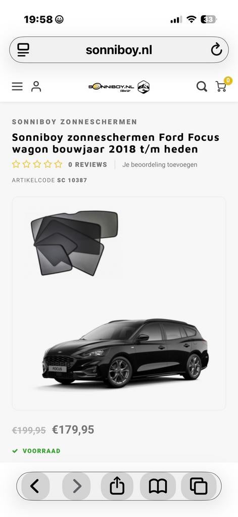 Zonwering sonniboy voor Ford focus wagon, Ophalen, Gebruikt, Ford
