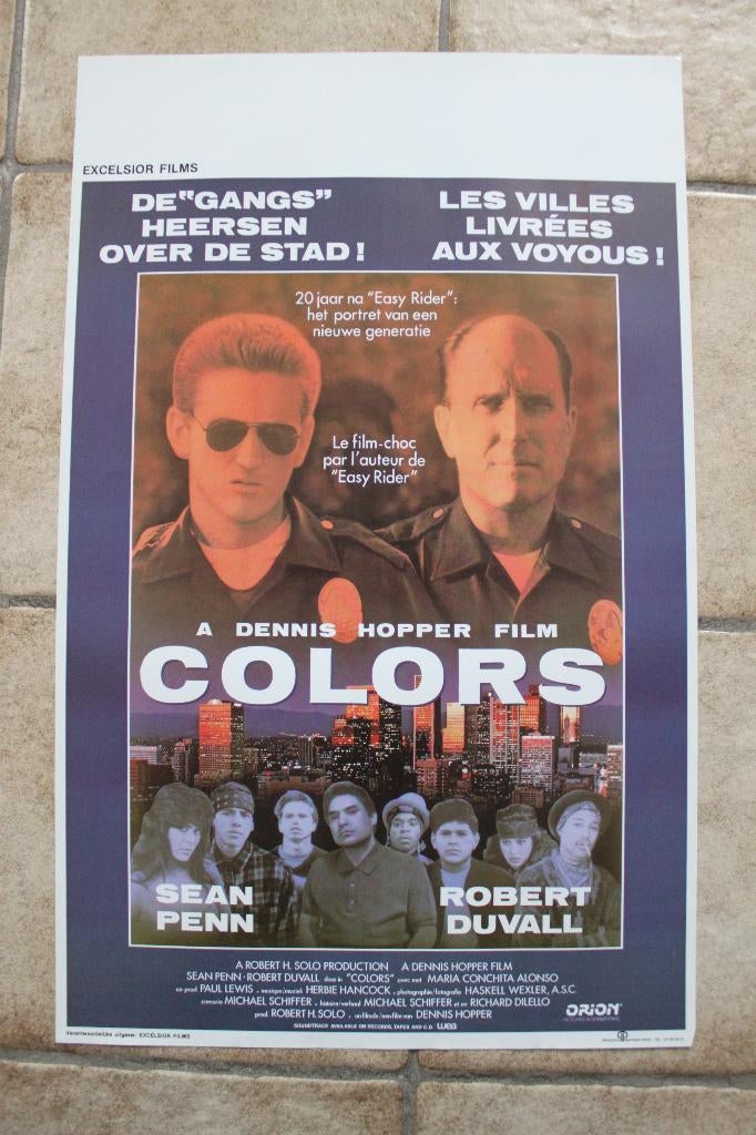 filmaffiche Sean Penn Colors 1988 filmposter, Rechthoekig Staand, Ophalen of Verzenden, Zo goed als nieuw, A1 t/m A3