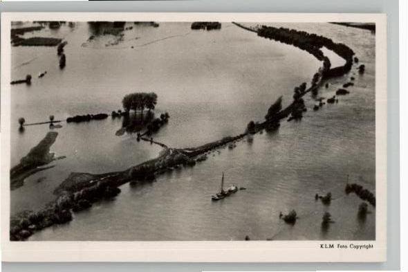 Zutphen Overstroomde Uiterwaarden KLM luchtfoto, Verzenden, 1920 tot 1940, Ongelopen, Gelderland