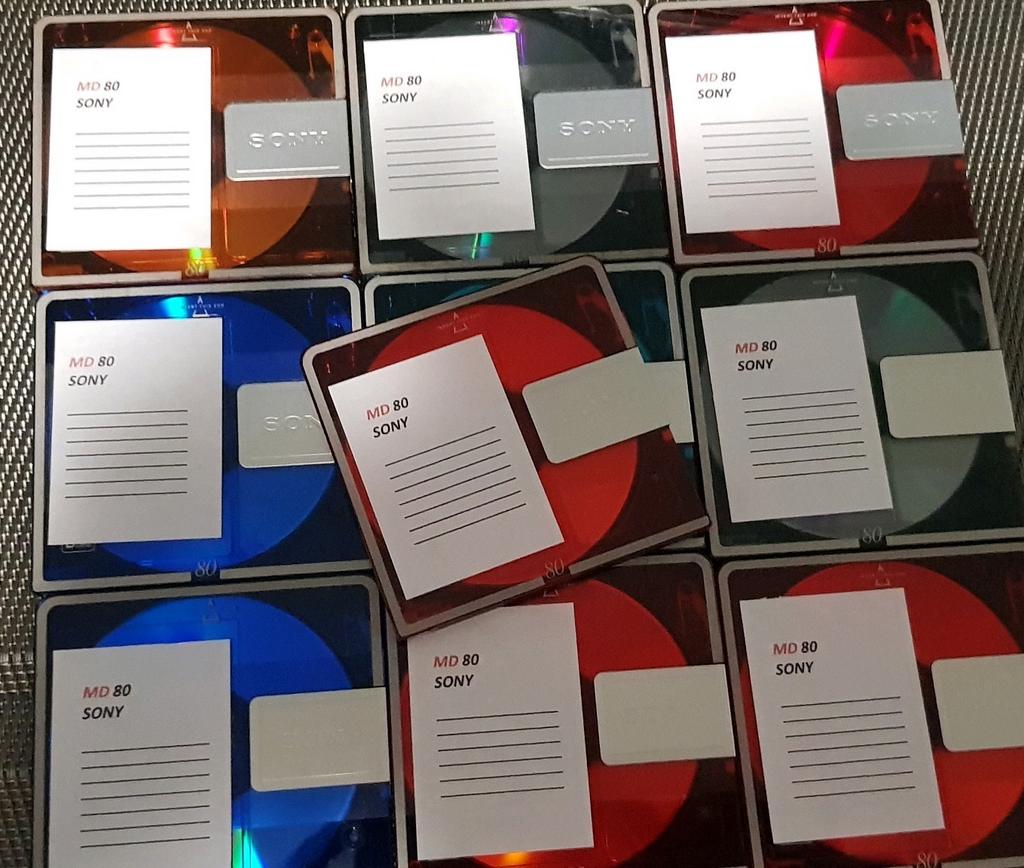 10 Stuks Sony 80 Minidisc met hoesjes, Verzenden