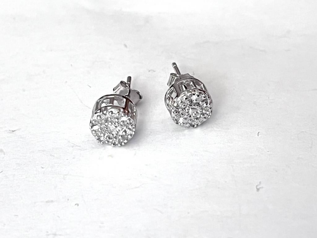 Oorbellen zilver diamant, Sieraden, Tassen en Uiterlijk, Oorbellen, Verzenden, Zo goed als nieuw, Met edelsteen, Knopjes of Stekers