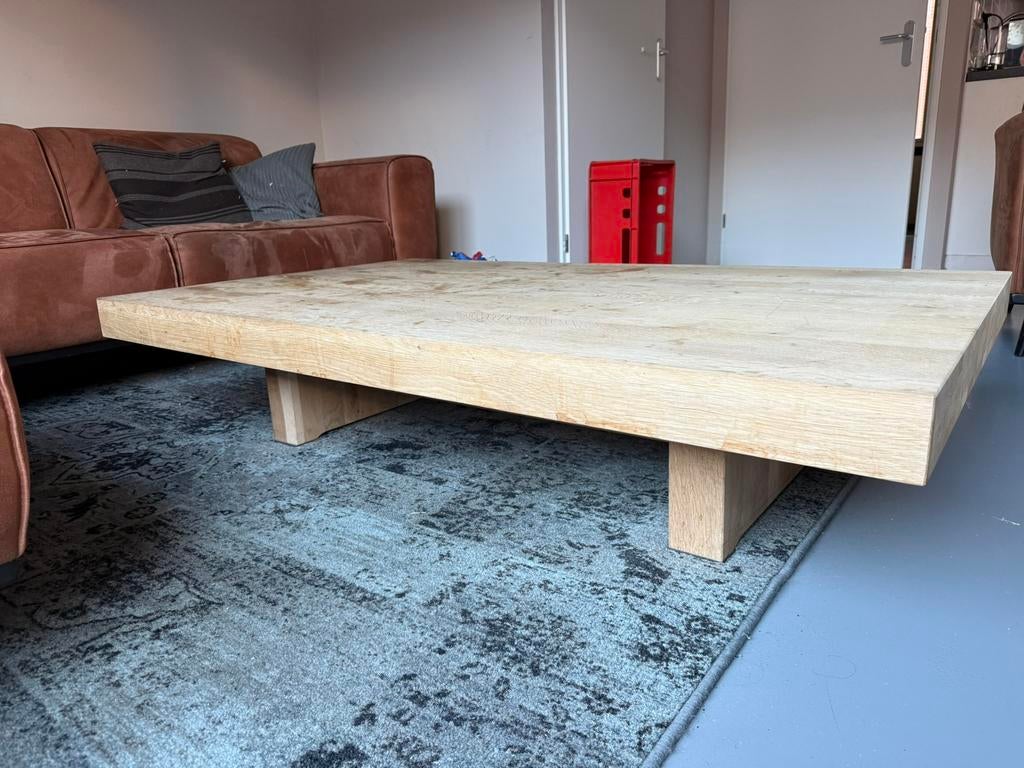Salontafel massief eiken 150x90 Goossens naturel opknapper, Huis en Inrichting, Ophalen