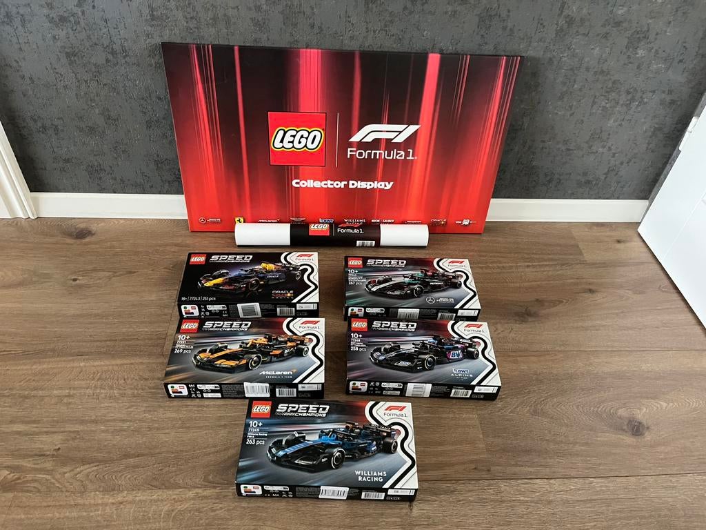 Lego F1 Speed Champions 5 stuks incl display en poster, Ophalen, Lego, Nieuw, Speed Champions