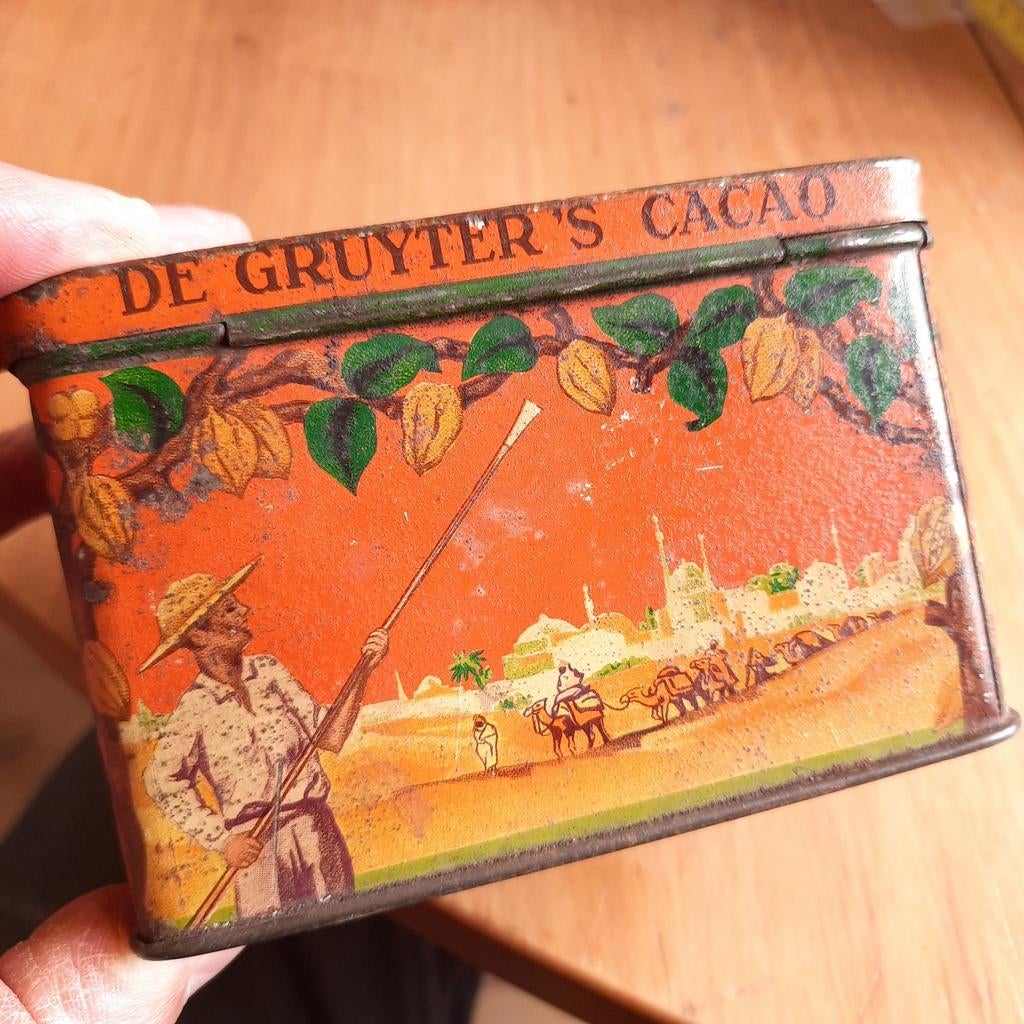 Blikje De Gruyter's Oranjemerk Cacao, Verzamelen, Blikken, Verzenden, Gebruikt, Overige