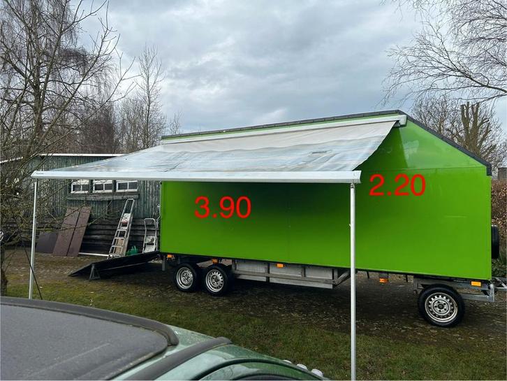 Holland gesloten 3-assige schamel aanhangwagen autosport, Auto diversen, Aanhangers en Bagagewagens, Ophalen of Verzenden