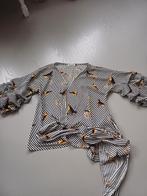 PRACHTIGE BLOUSE dames zwartwit met vogels overslag 38 40, Ophalen of Verzenden, Zo goed als nieuw, Maat 38/40 (M)