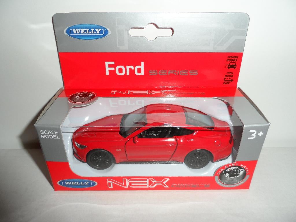 Welly - 2015 Ford Mustang GT (rood) 1:36, Ophalen of Verzenden, Nieuw, Auto