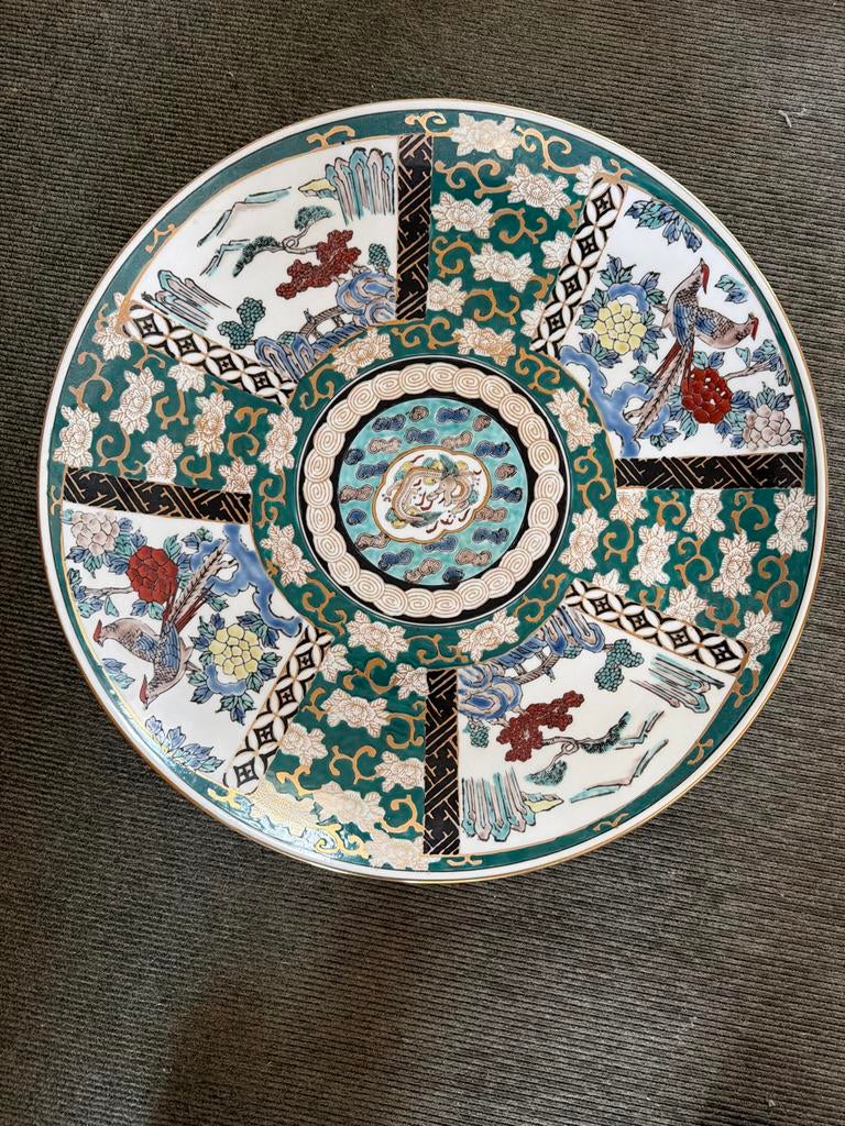 Grote Imari Handgeschilderde Schaal met Vogelmotief, Antiek en Kunst, Antiek | Wandborden en Tegels, Ophalen of Verzenden