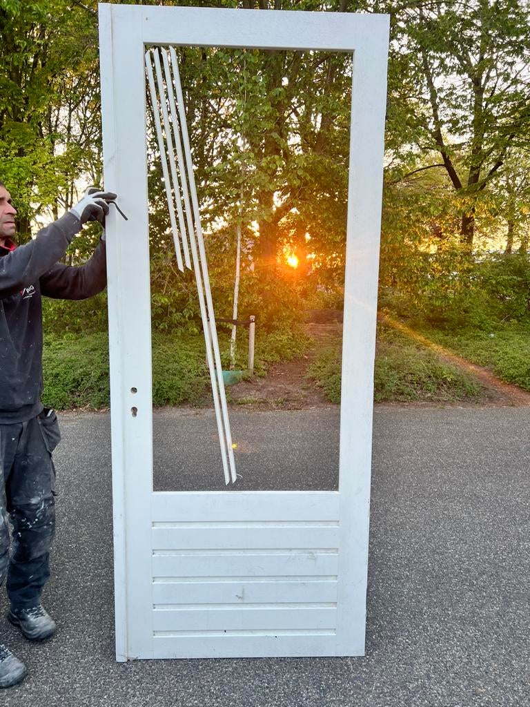 Nieuwe houten meranti deur, Ophalen of Verzenden, 200 tot 215 cm, Glas, Buitendeur