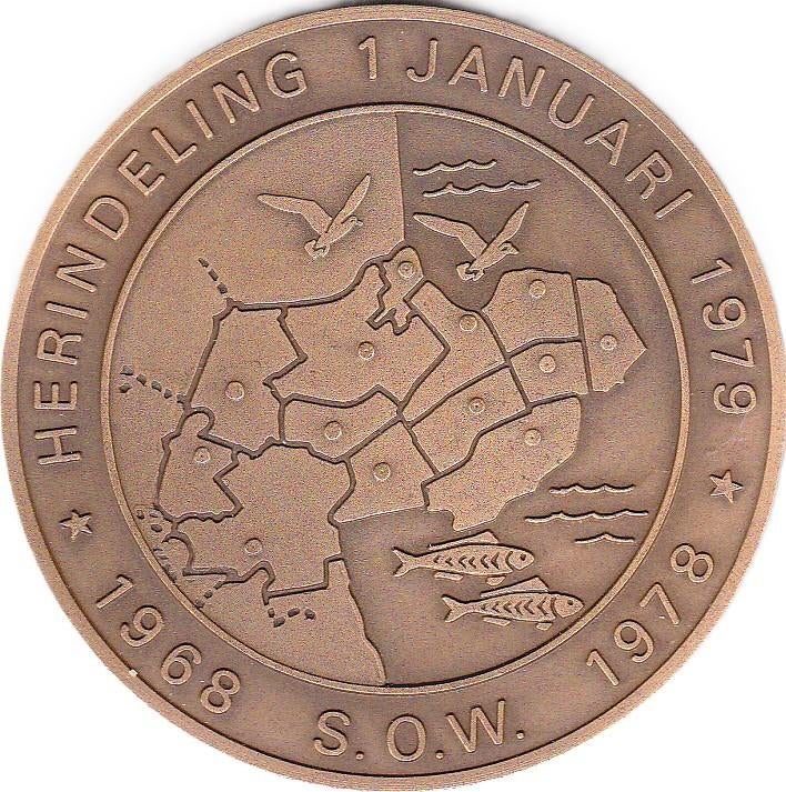 HERINDELING 1 JANUARI 1979 1968 - S.O.W. 1978 WEST FRIESLAND, Postzegels en Munten, Penningen en Medailles, Ophalen of Verzenden
