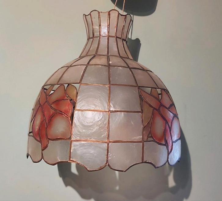 Oude Mooie Grote Schelp in Koper Lampenkap, Antiek en Kunst, Antiek | Lampen, Ophalen of Verzenden