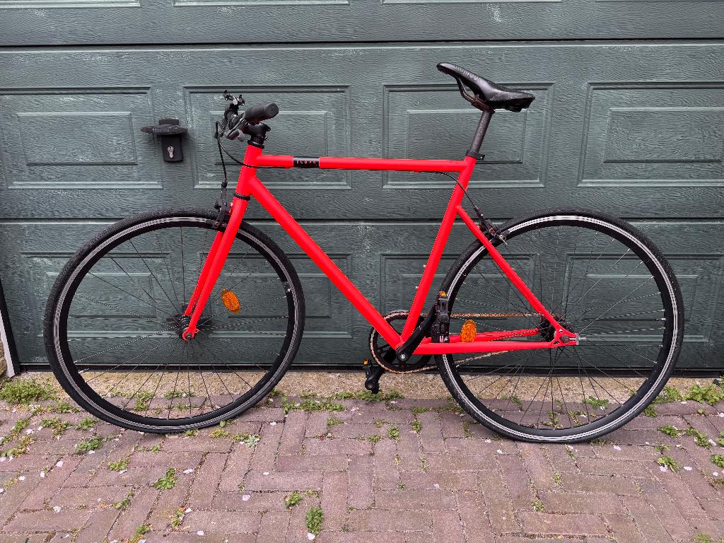 Fiets heren stadsfiets fixed gear fixie racefiets elops, Zo goed als nieuw, Schijfrem, 65 cm of meer, Ophalen