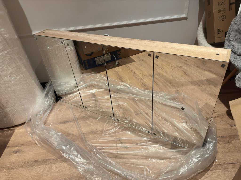 Badmeubel met spiegelkast, Spiegelkast, 100 tot 150 cm, Nieuw, Ophalen of Verzenden