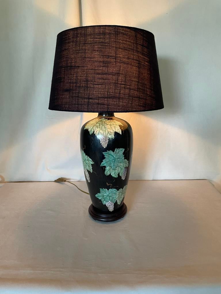Vintage staande lampenvoet. Chinoiserie zwart porseleinen, Huis en Inrichting, Lampen | Tafellampen, Ophalen of Verzenden, Gebruikt