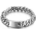 Curb Chain Armband - 23cm - Massief RVS - Zwaar model, Verzenden, Nieuw, Zilver, Staal