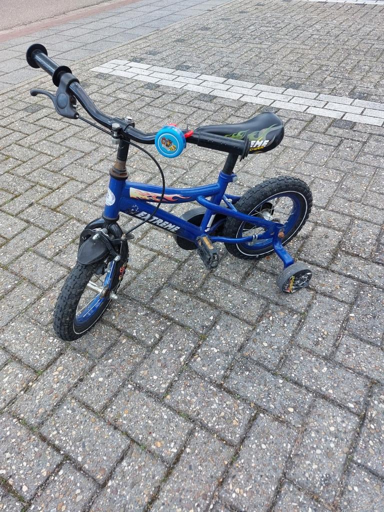 Kinderfiets 12 inch met terugtraprem - Blauw, Fietsen en Brommers, Ophalen of Verzenden, Gebruikt, Minder dan 16 inch, Zijwieltjes