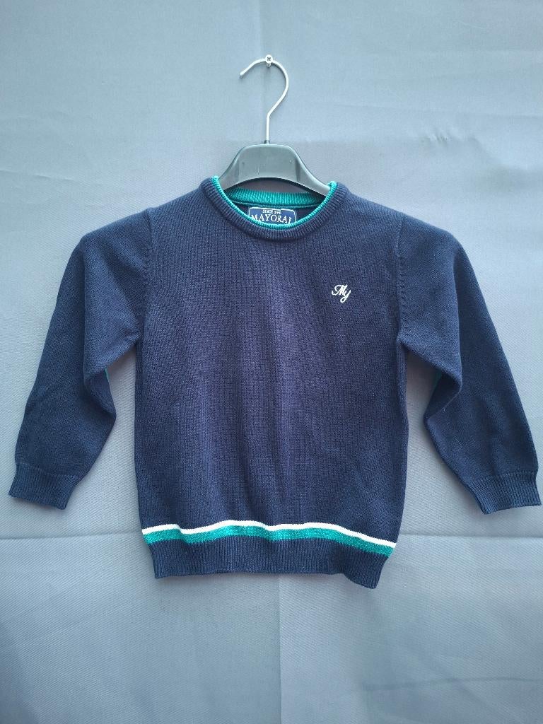 Mayoral gebreide trui donkerblauw met groene details, Kinderen en Baby's, Kinderkleding | Maat 104, Anneonline, Steenbergen, Mayoral