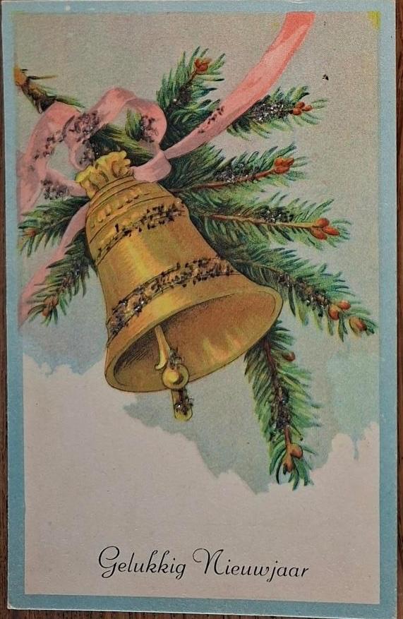Prachtige Kerstklok met glitterstrooisel erop, Verzenden, 1940 tot 1960, Ongelopen, Feest(dag)
