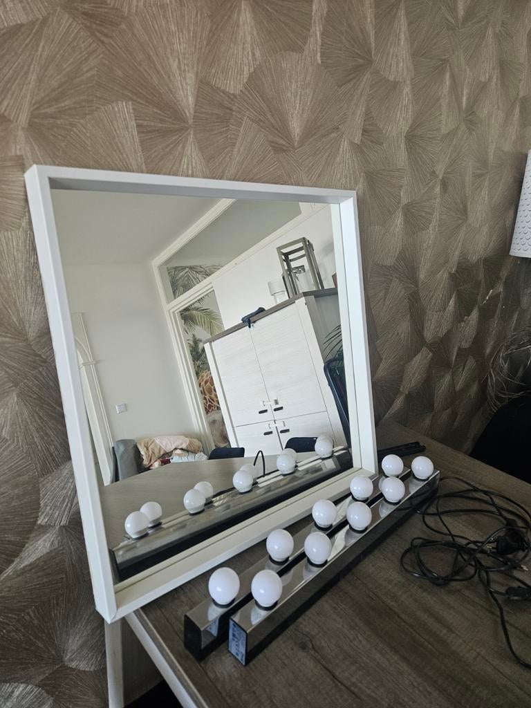 Make-up spiegel met verlichting - Hollywood stijl, Ophalen, Gebruikt, Vierkant, 50 tot 75 cm