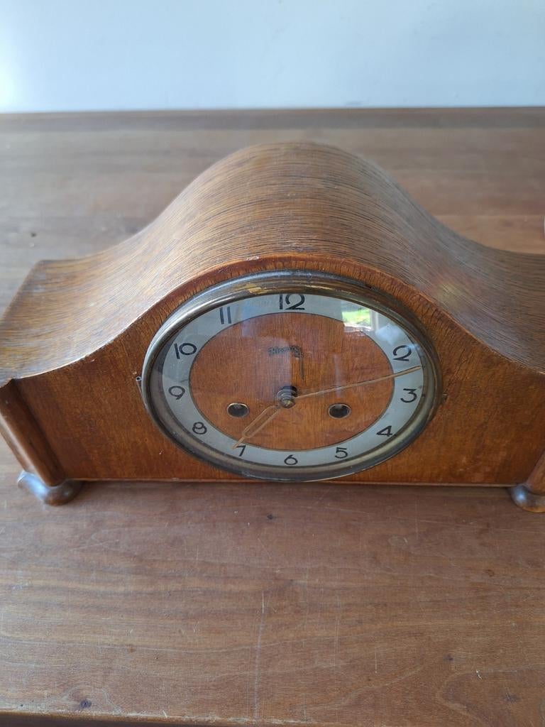 Houten schoorsteenklok, Antiek en Kunst, Antiek | Klokken, Ophalen of Verzenden