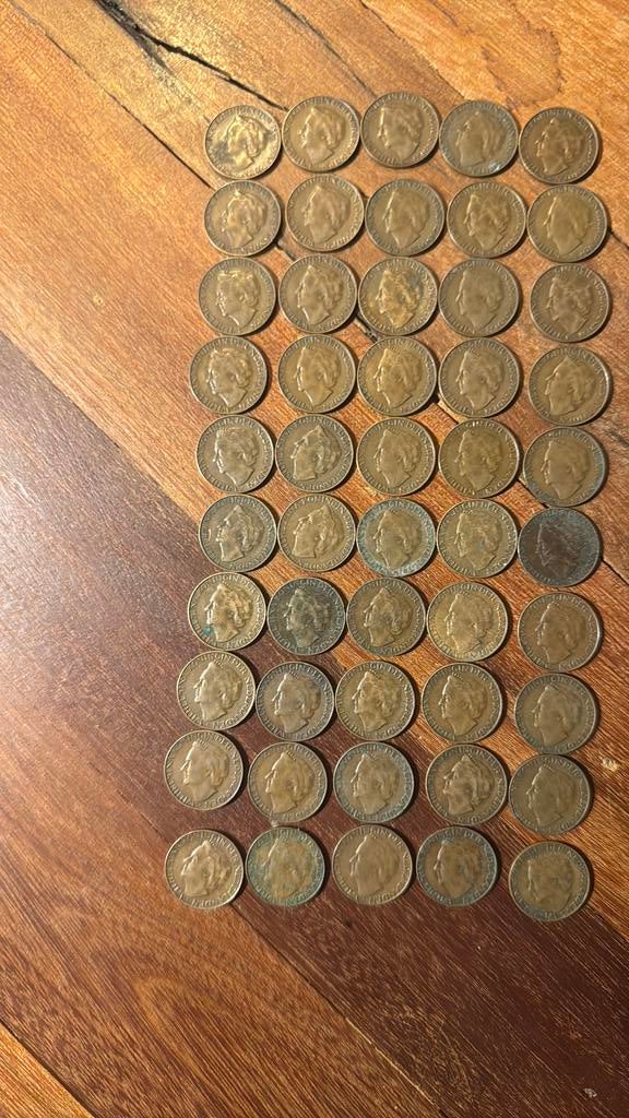 Kwartjes/dubbeltjes/centen 1948, Ophalen of Verzenden, Koningin Wilhelmina, 10 cent