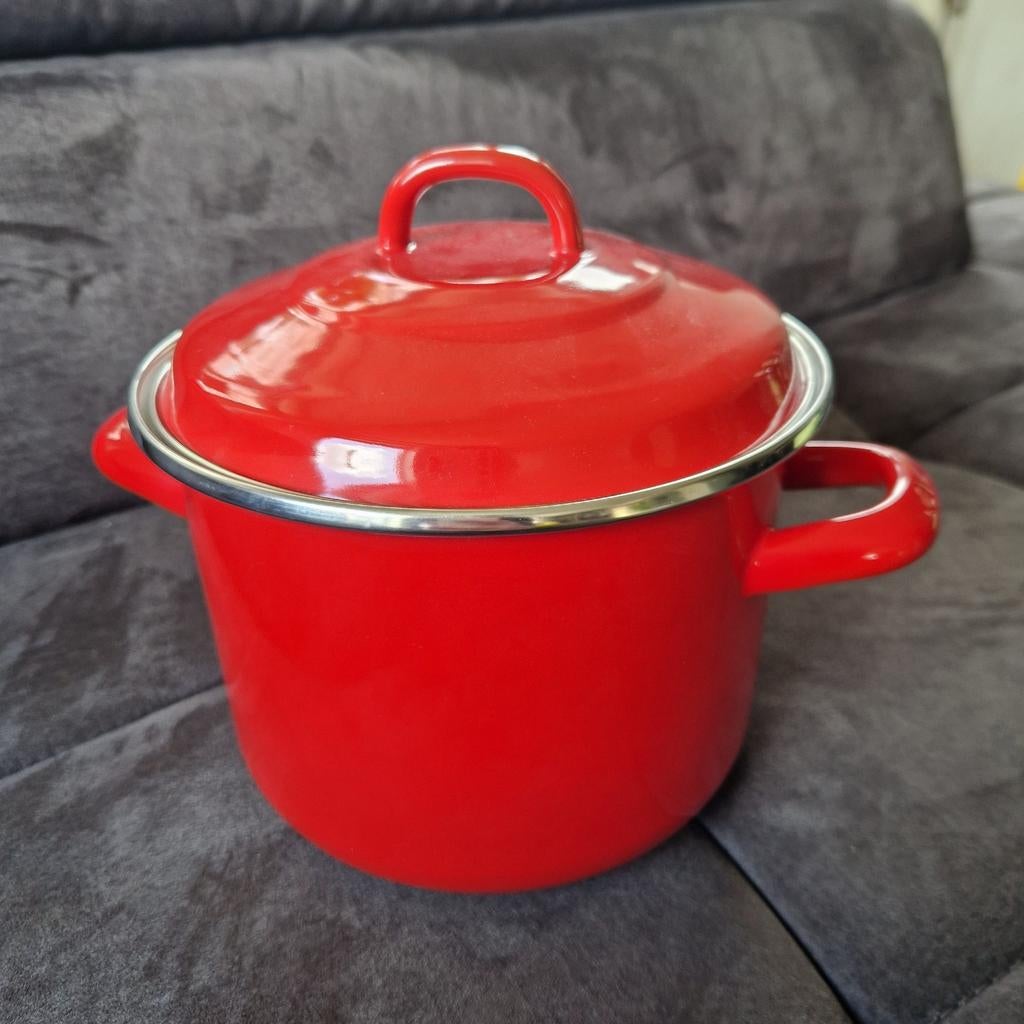 Nieuwe emaille soeppan - Rood, Kookpan of Snelkookpan, Overige materialen, Nieuw, Ophalen of Verzenden