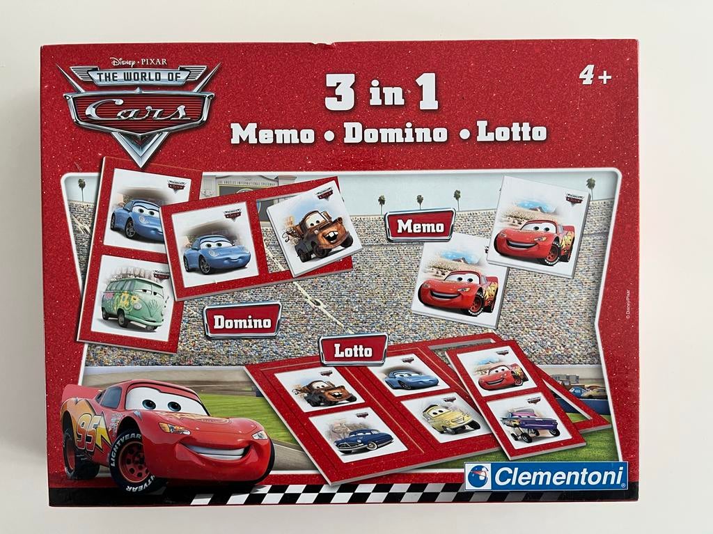 Disney Pixar Cars 3-in-1 Spel: Memo, Domino, Lotto, Een of twee spelers, Ophalen of Verzenden, Gebruikt